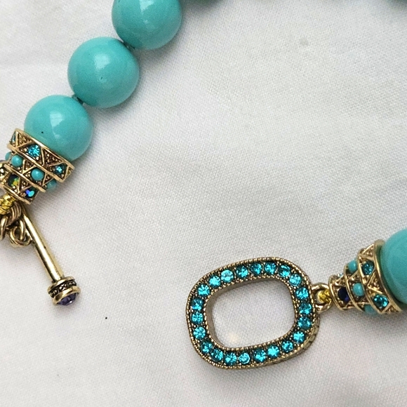 HEIDI DAUS Toggle Bracelet W/ Turquoise & Swarovski Crystals - Picture 2 of 6